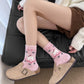 6pk Pink Fuzzy Socks with Dog Embroidery - Cute & Warm Mid-Calf Socks for Casual & Lounge Wear