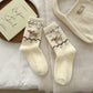 6pk Pink Fuzzy Socks with Dog Embroidery - Cute & Warm Mid-Calf Socks for Casual & Lounge Wear