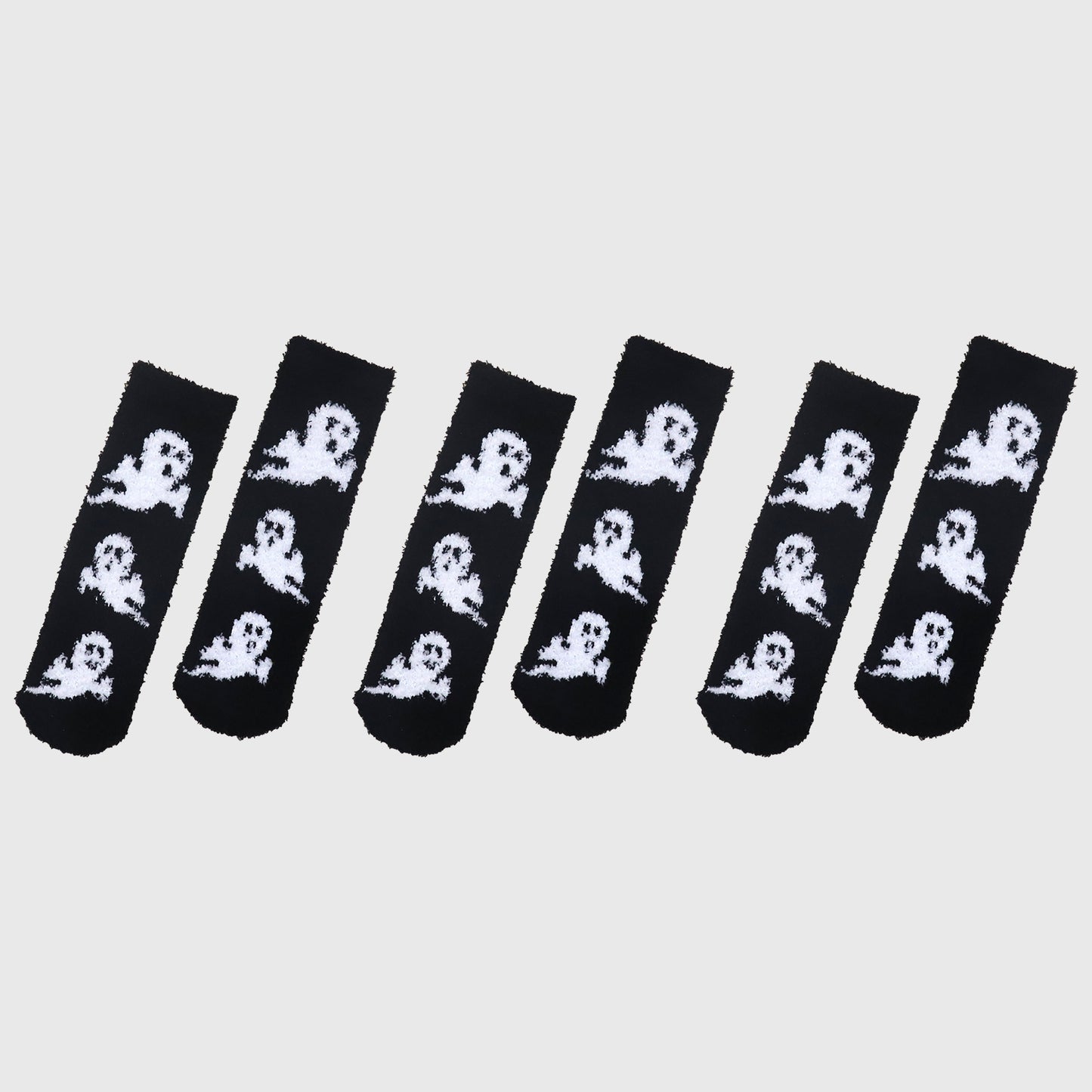 Halloween-Themed 6pk Fuzzy Socks Warm Mid-Calf Socks for Casual & Festive Wear