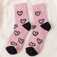 6pk Fuzzy Heart Socks - Plush Mid-Calf Socks for Cozy Lounging & Casual Wear