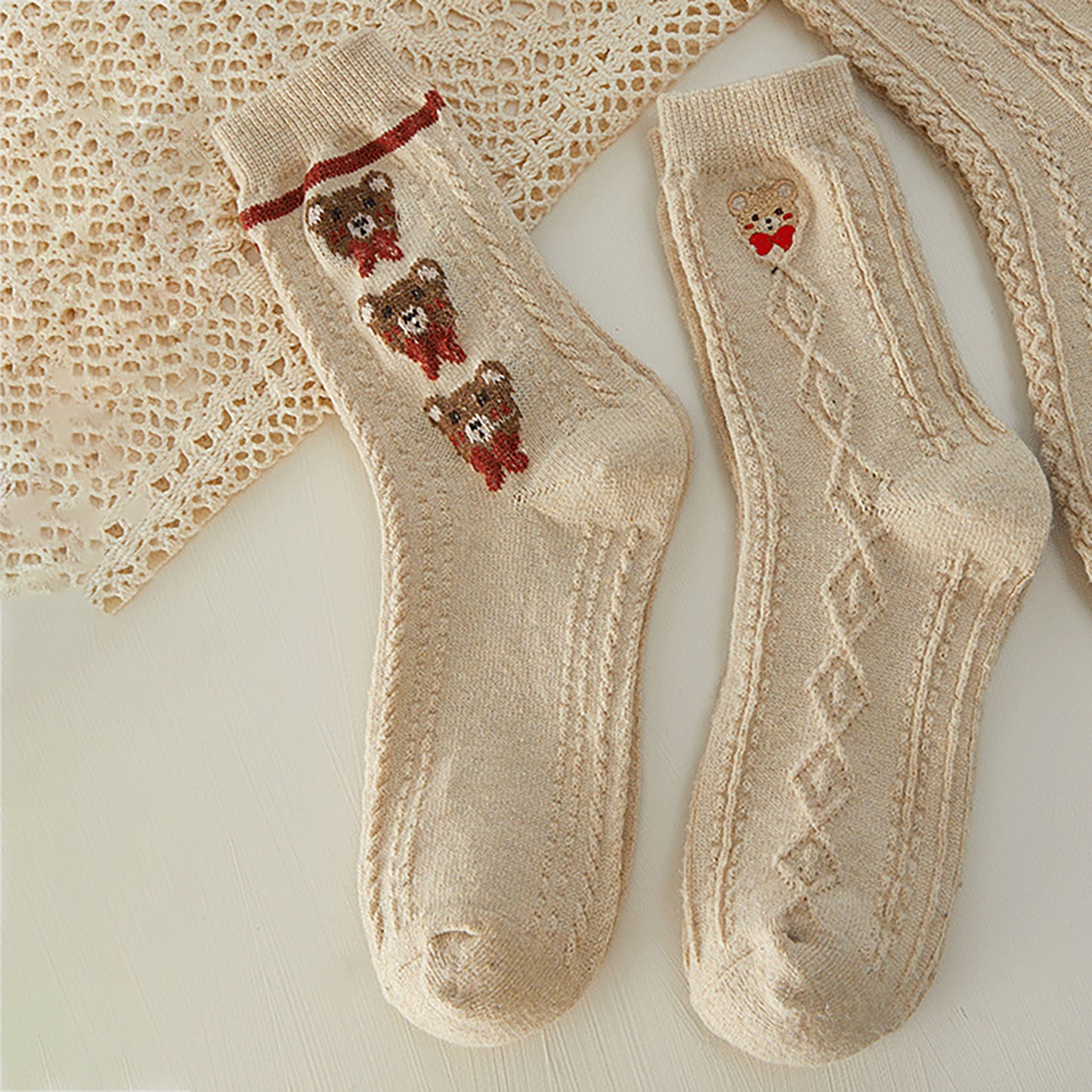 6pk Cozy Knitted Mid-Calf Socks for Winter & Casual Styling