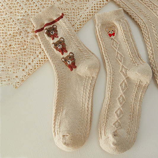 6pk Cozy Knitted Mid-Calf Socks for Winter & Casual Styling