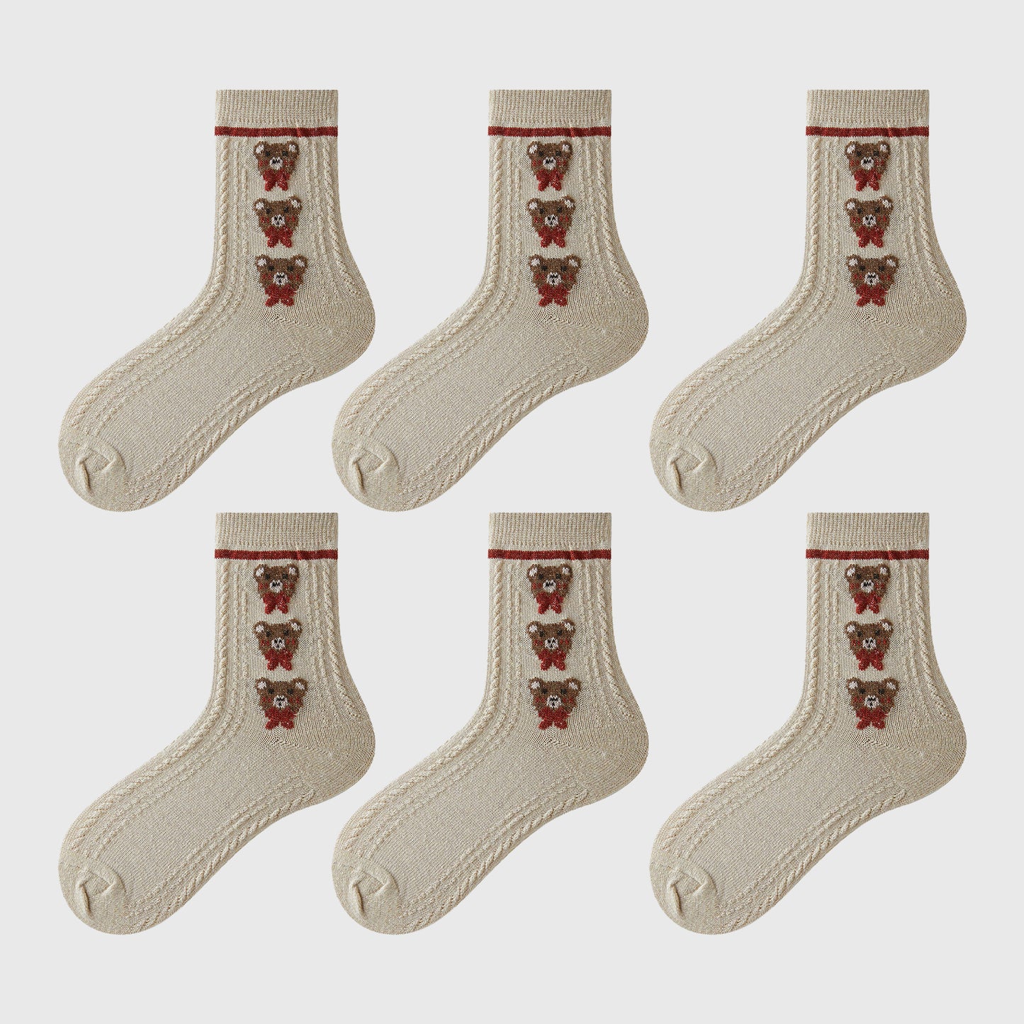 6pk Cozy Knitted Mid-Calf Socks for Winter & Casual Styling