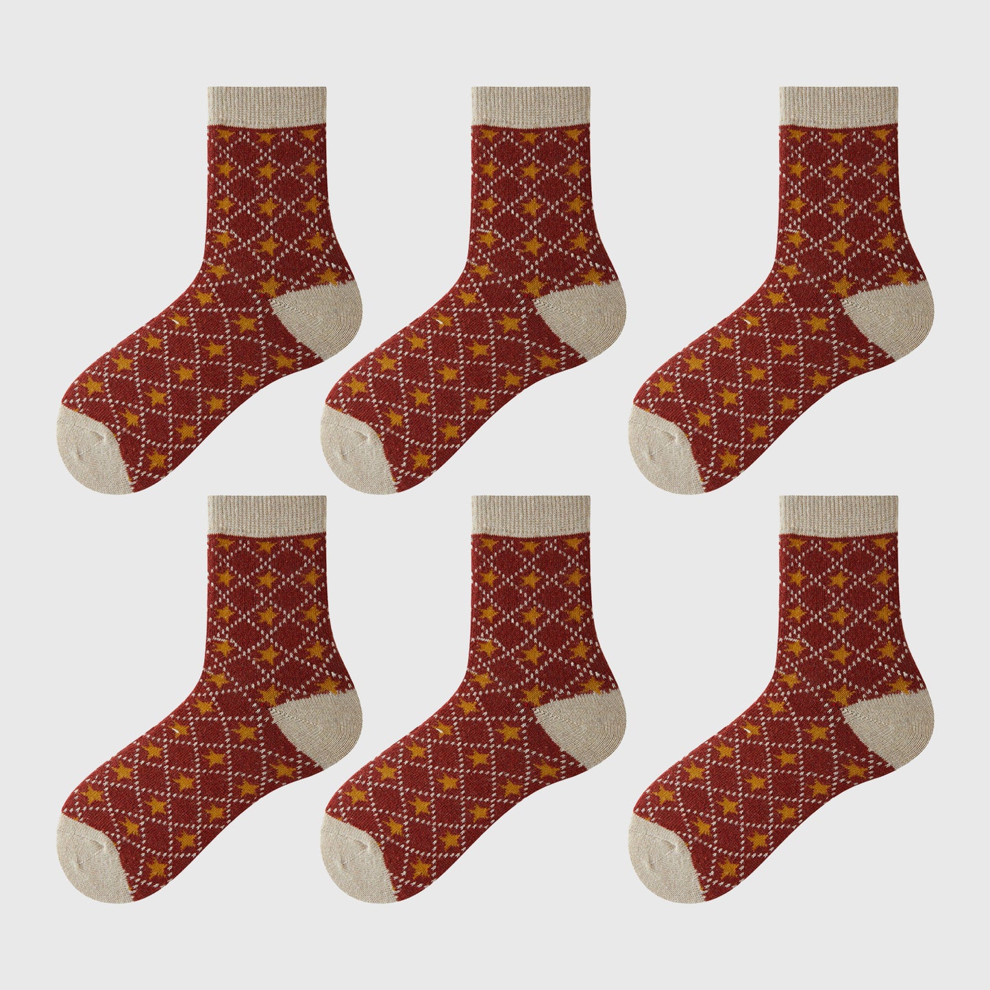 6pk Cozy Knitted Mid-Calf Socks for Winter & Casual Styling