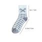 3-Pair Fuzzy Bow Knit Crew Socks Set with Plush Soft Texture, Stretchy Cozy Fabric, and Graphic Bow Pattern for Gifting