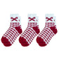 3-Pair Fuzzy Bow Knit Crew Socks Set with Plush Soft Texture, Stretchy Cozy Fabric, and Graphic Bow Pattern for Gifting