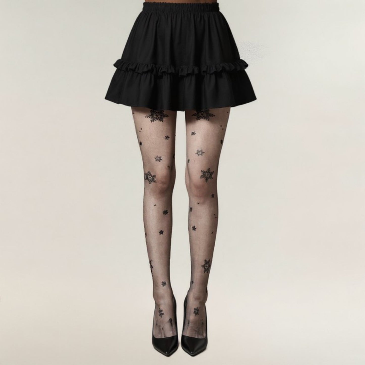 Sheer Tights with Glitter Star Pattern Design