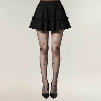Sheer Tights with Glitter Star Pattern Design