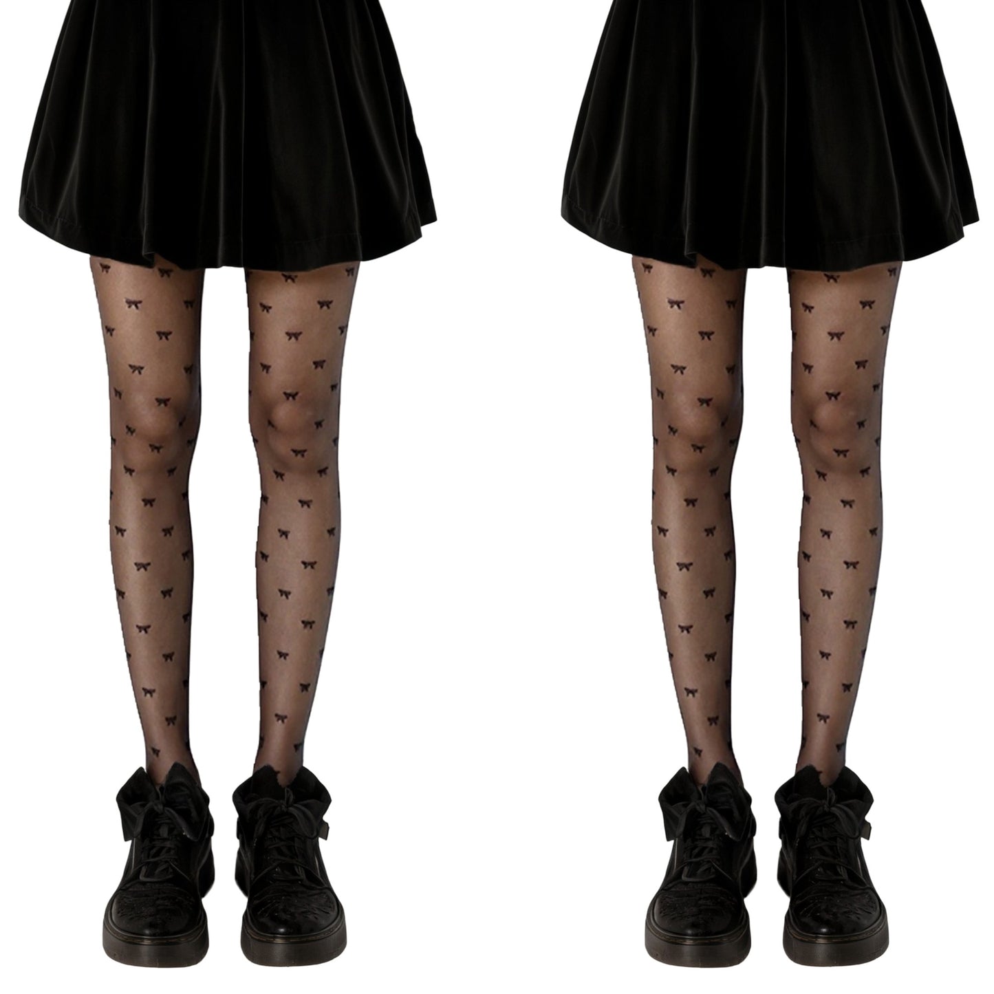 2pcs Women's Sheer Tights with Allover Bow Pattern Design