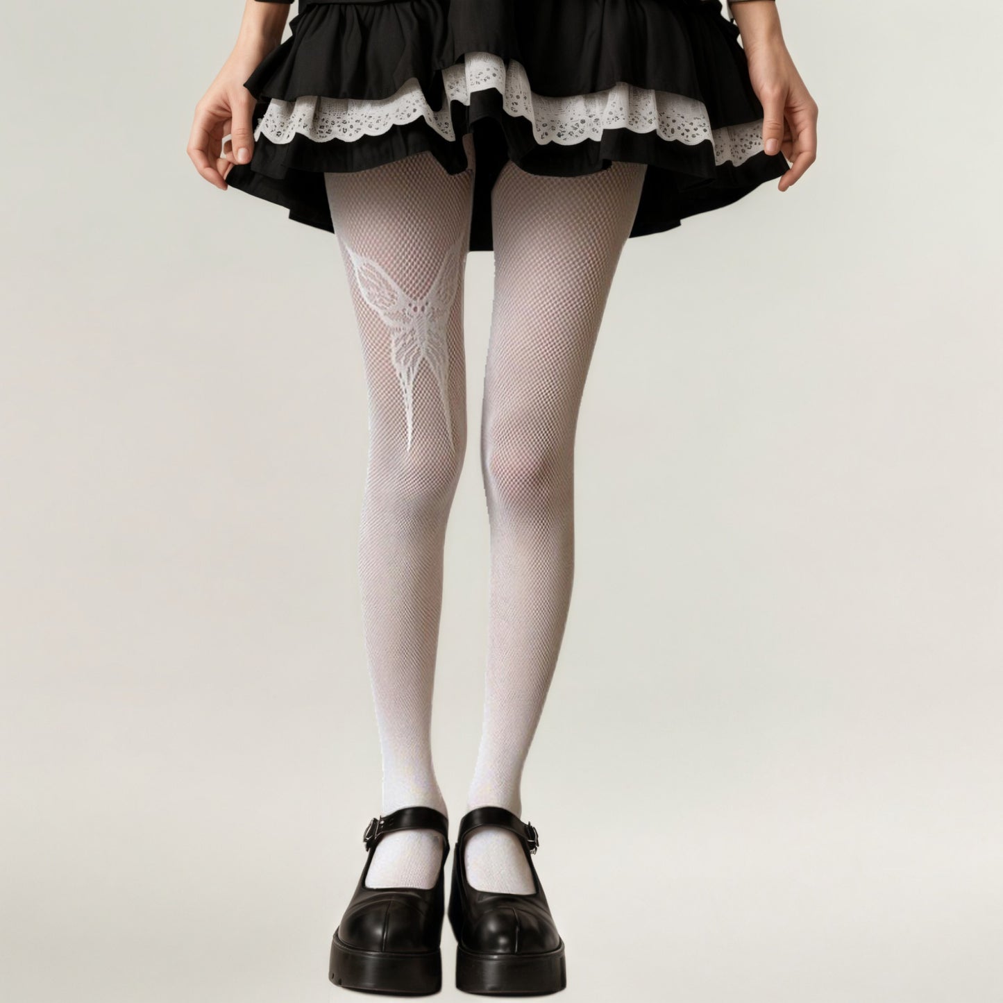 Fishnet Tights with Butterfly Lace Design