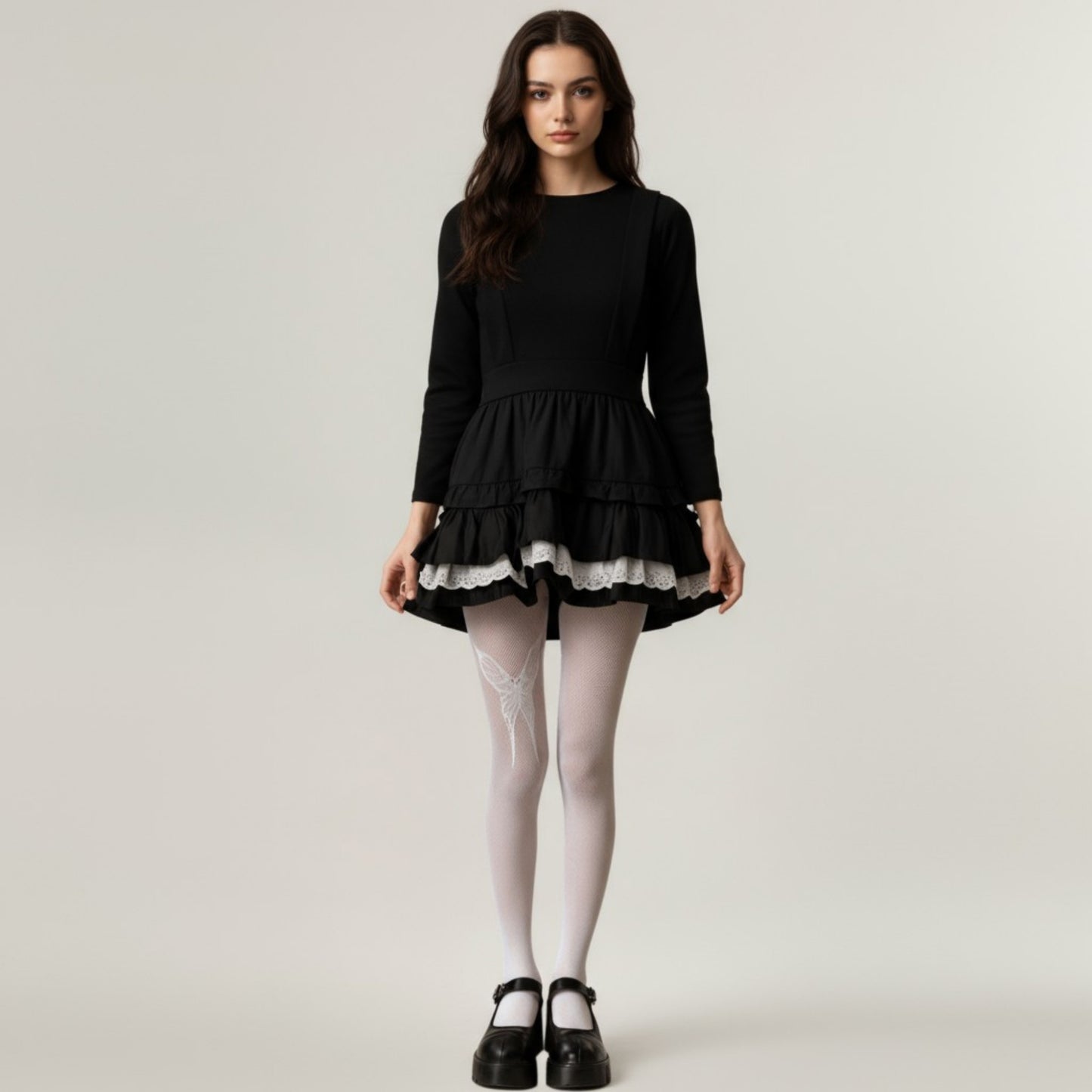 Fishnet Tights with Butterfly Lace Design