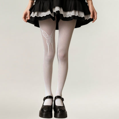 Fishnet Tights with Butterfly Lace Design