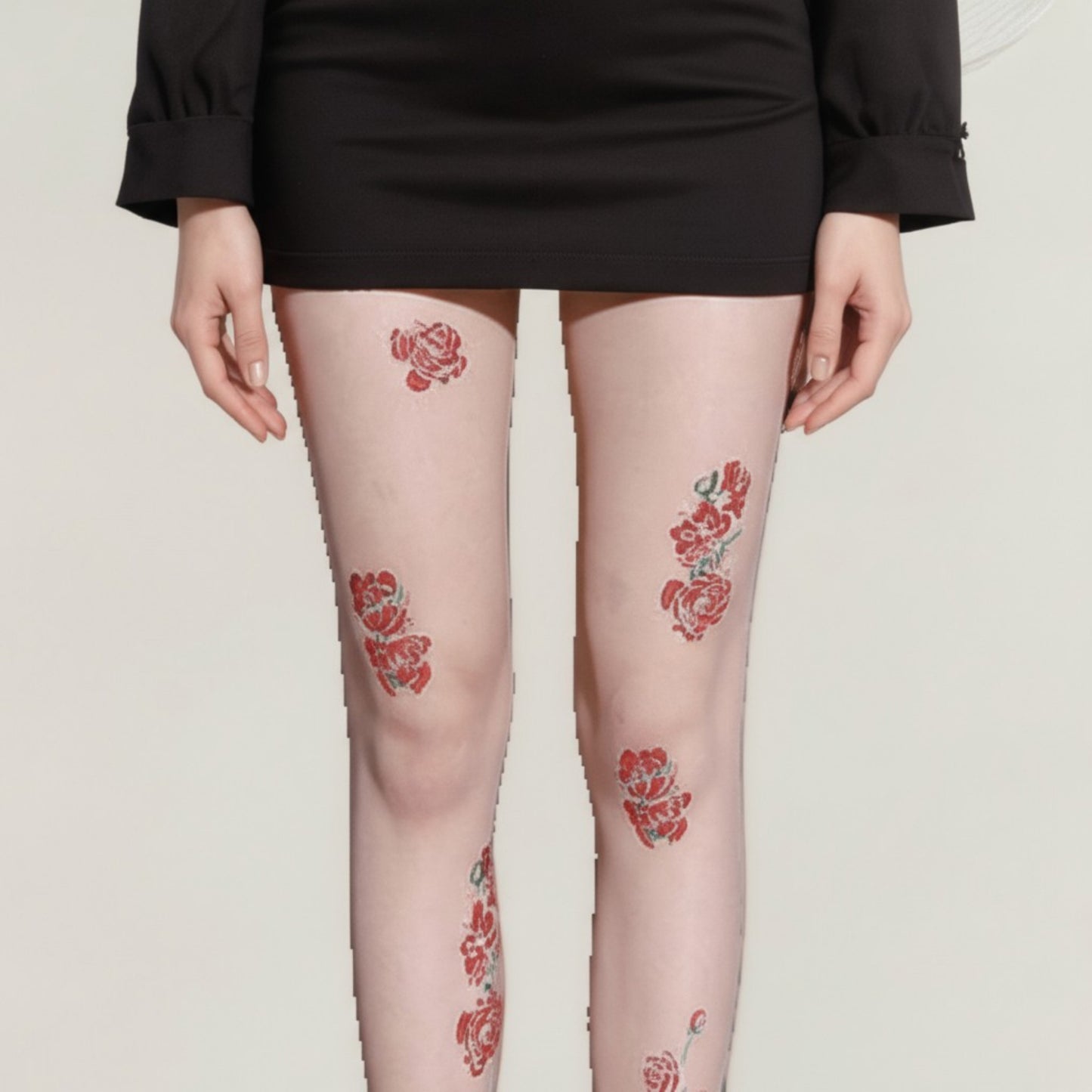 Sheer Tights with Embroidered Floral Applique Detailing