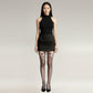 Sheer Tights with Bold Floral Thigh Print Design