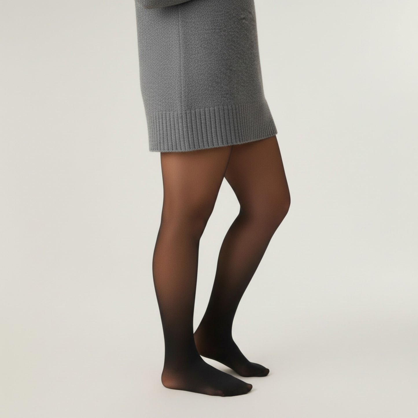 Fleece-Lined Bare-Legs Pantyhose with Soft Stretch Waistband and Skin-Transparent Effect