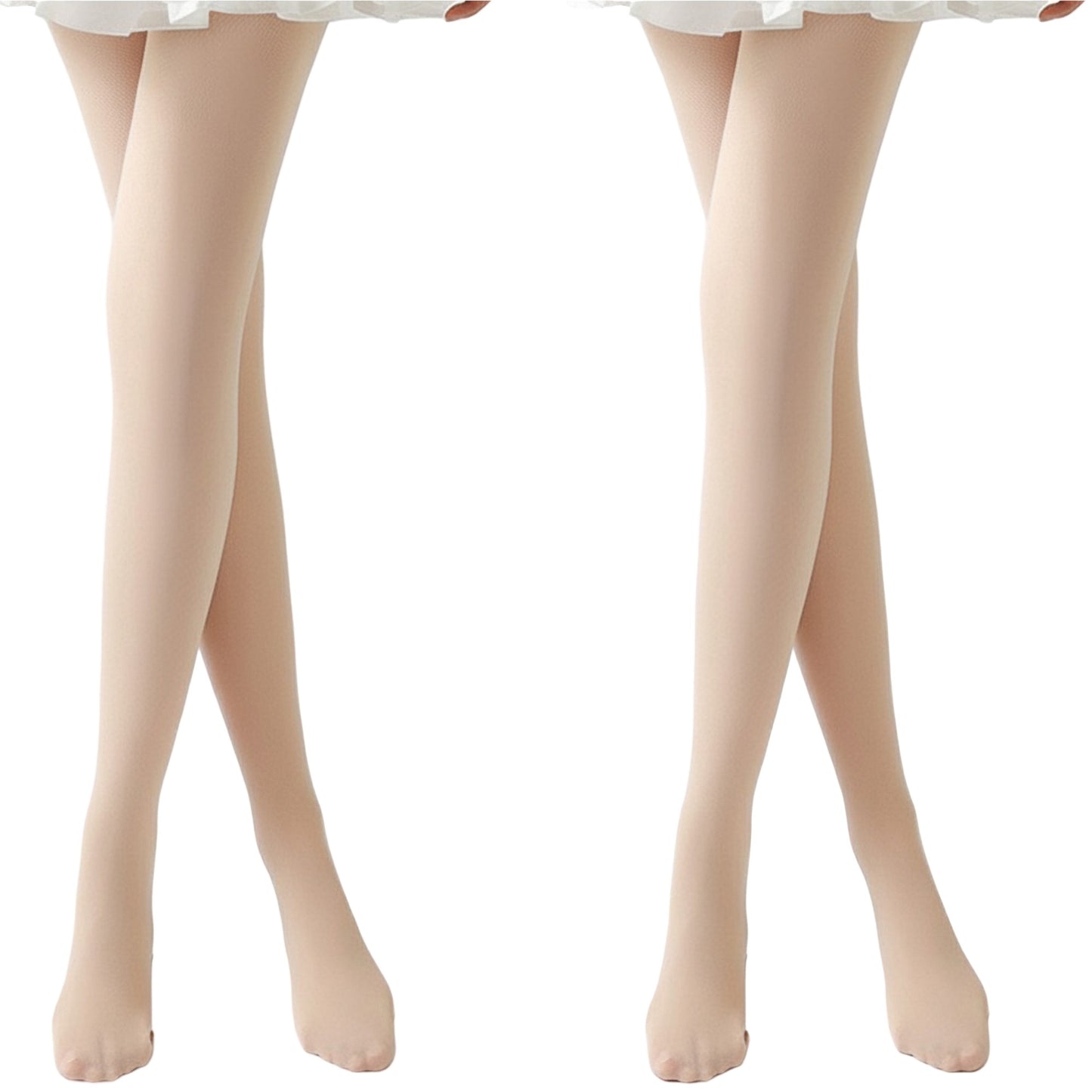 2pcs Women's Light-Leg Fleece-Lined Pantyhose with Smooth Skinlike Finish Upgraded Anti-Snag Fabric for Warm Bare-Leg Coverage
