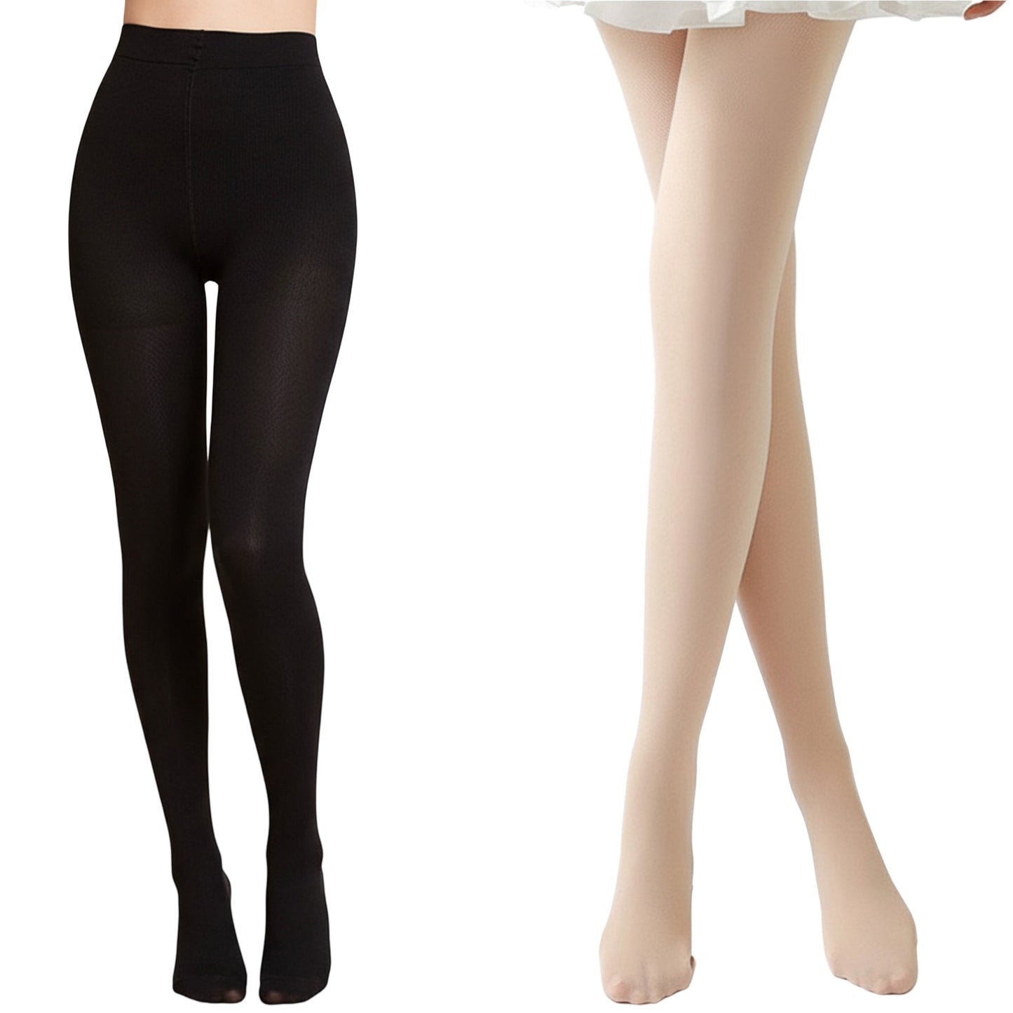 2pcs Women's Light-Leg Fleece-Lined Pantyhose with Smooth Skinlike Finish Upgraded Anti-Snag Fabric for Warm Bare-Leg Coverage
