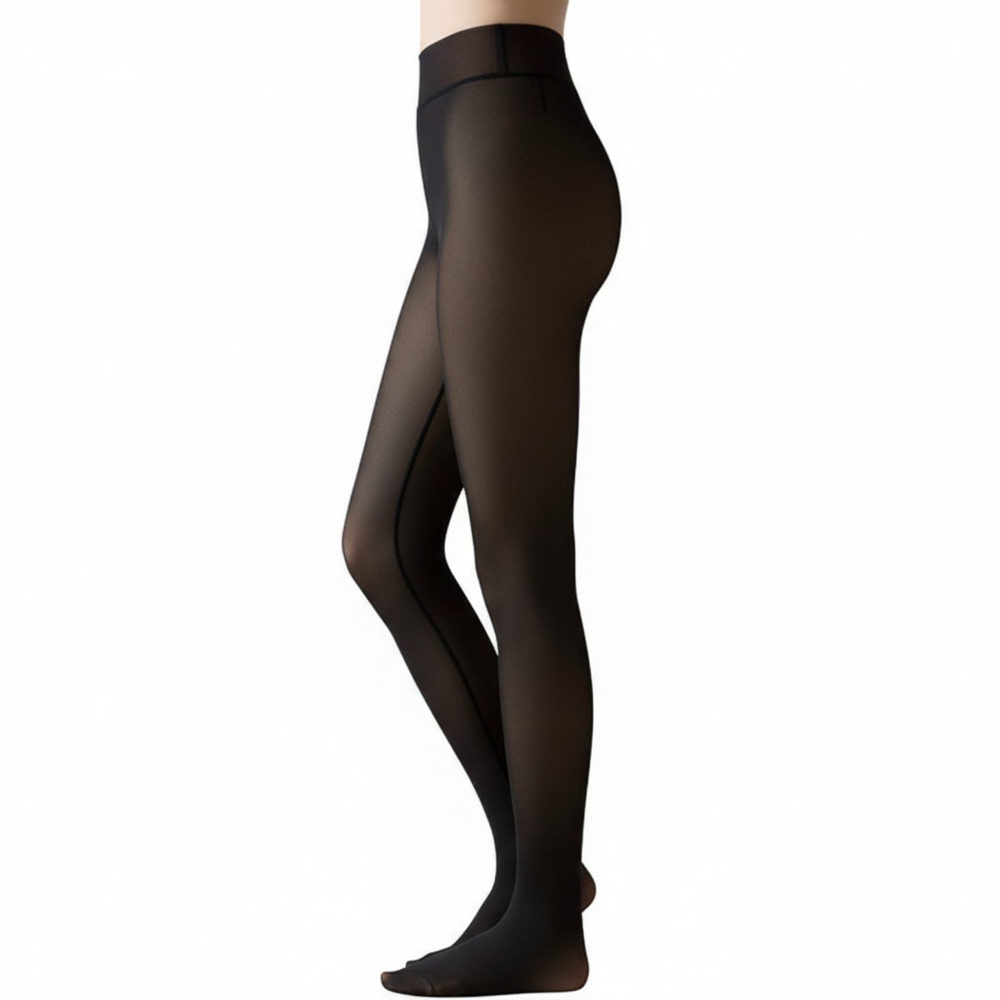 Bare-Legs Fleece Lined Thickened Pantyhose with Skin-Transparent Finish and Soft Stretch High Waist Design