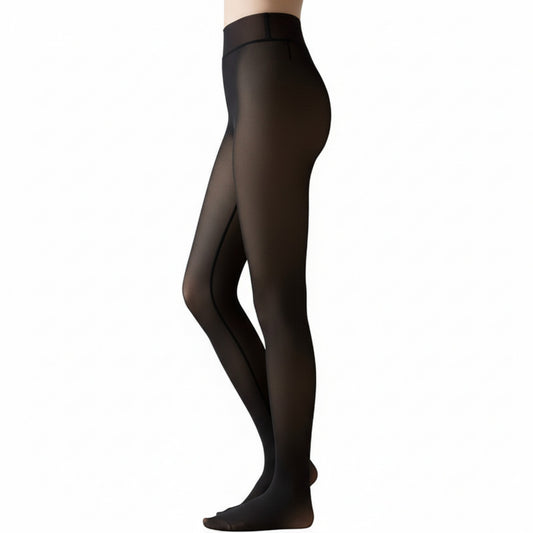 Bare-Legs Fleece Lined Thickened Pantyhose with Skin-Transparent Finish and Soft Stretch High Waist Design