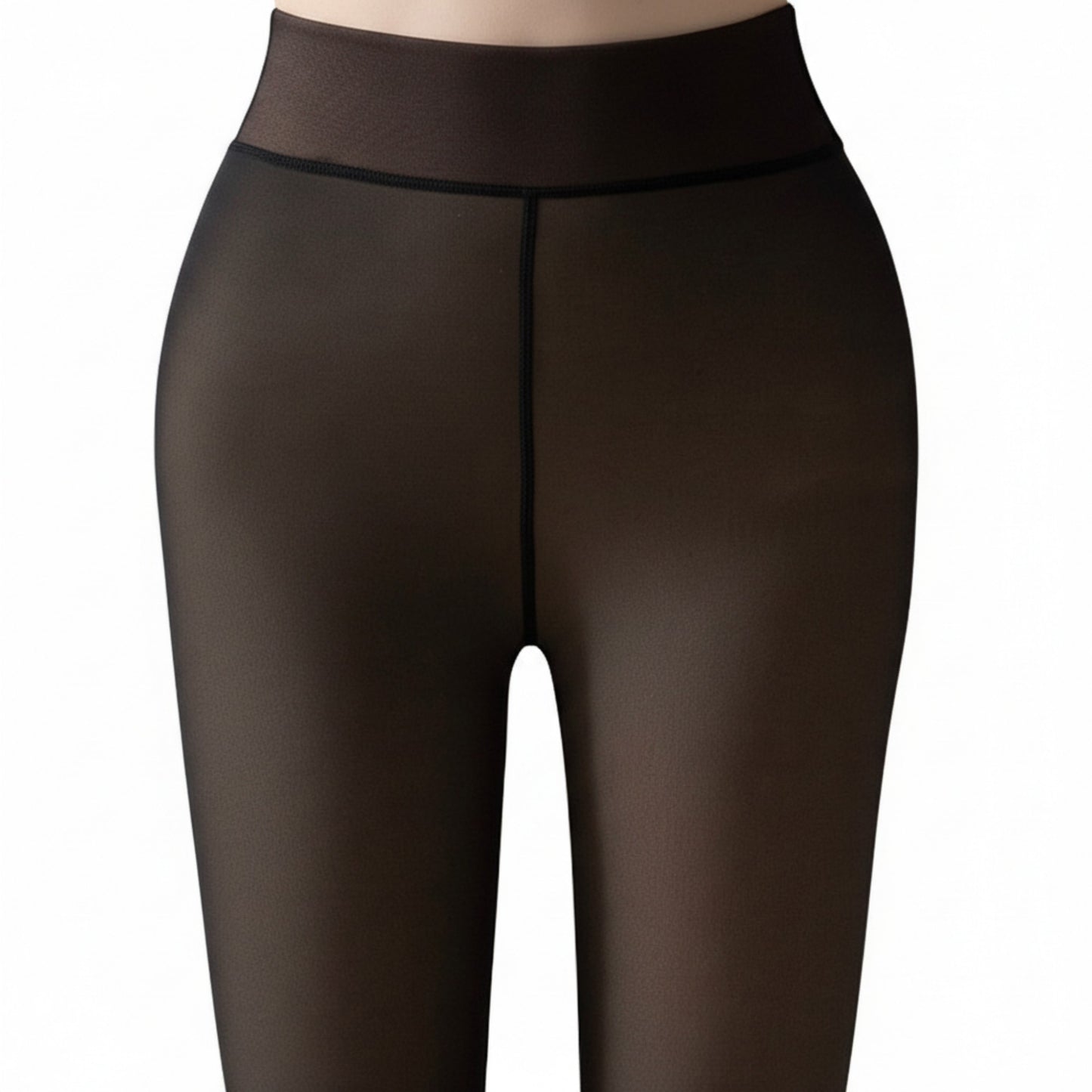 Bare-Legs Fleece Lined Thickened Pantyhose with Skin-Transparent Finish and Soft Stretch High Waist Design