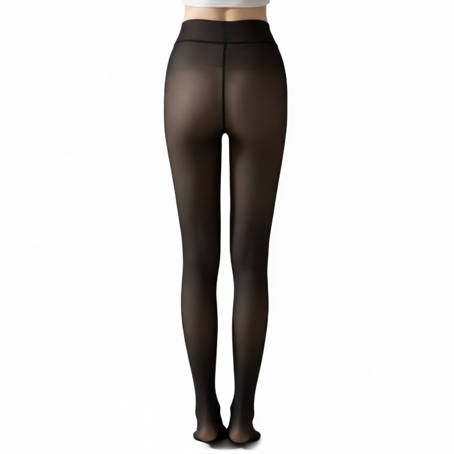 Bare-Legs Fleece Lined Thickened Pantyhose with Skin-Transparent Finish and Soft Stretch High Waist Design