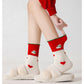 Set of 5 Christmas Pattern Crew Socks with Festive Snowman, Heart, and Tree Designs in Soft Knit Fabric for Comfortable Seasonal Wear