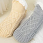 Cozy Cable Knit Plush-Lined Slipper Socks with Soft Warm Interior, Non-Slip Grips, and Flexible Low-Cut Fit