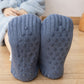 Cozy Cable Knit Plush-Lined Slipper Socks with Soft Warm Interior, Non-Slip Grips, and Flexible Low-Cut Fit