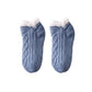 Cozy Cable Knit Plush-Lined Slipper Socks with Soft Warm Interior, Non-Slip Grips, and Flexible Low-Cut Fit