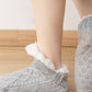 Cozy Cable Knit Plush-Lined Slipper Socks with Soft Warm Interior, Non-Slip Grips, and Flexible Low-Cut Fit