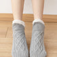 Cozy Cable Knit Plush-Lined Slipper Socks with Soft Warm Interior, Non-Slip Grips, and Flexible Low-Cut Fit