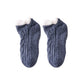 Cozy Cable Knit Plush-Lined Slipper Socks with Soft Warm Interior, Non-Slip Grips, and Flexible Low-Cut Fit