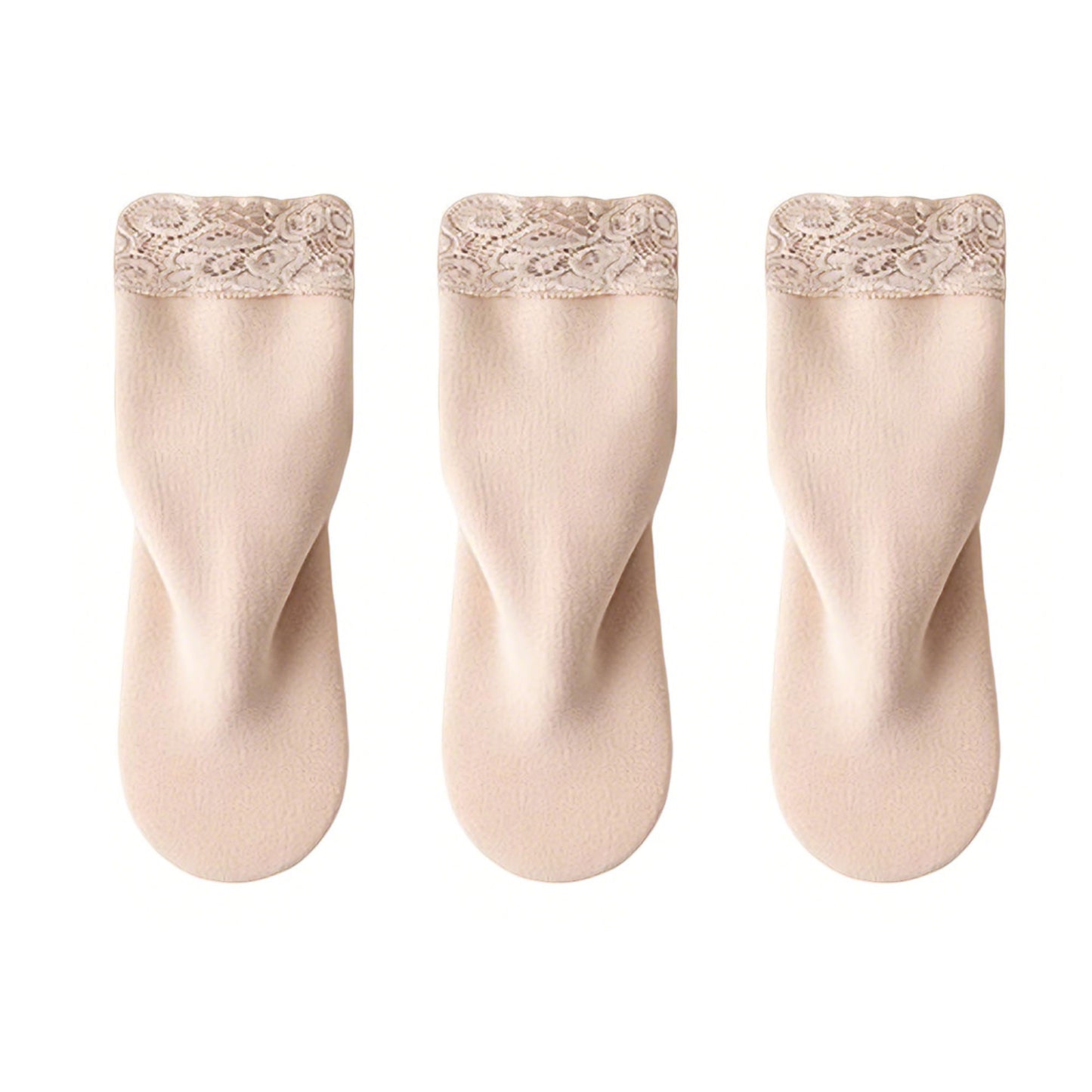 Lace Trim Crew Socks 3-pair Set Soft Knit Stretchy Dress Socks with Decorative Cuff