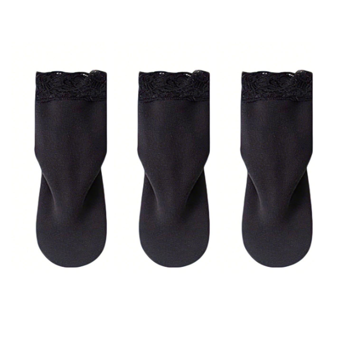Lace Trim Crew Socks 3-pair Set Soft Knit Stretchy Dress Socks with Decorative Cuff