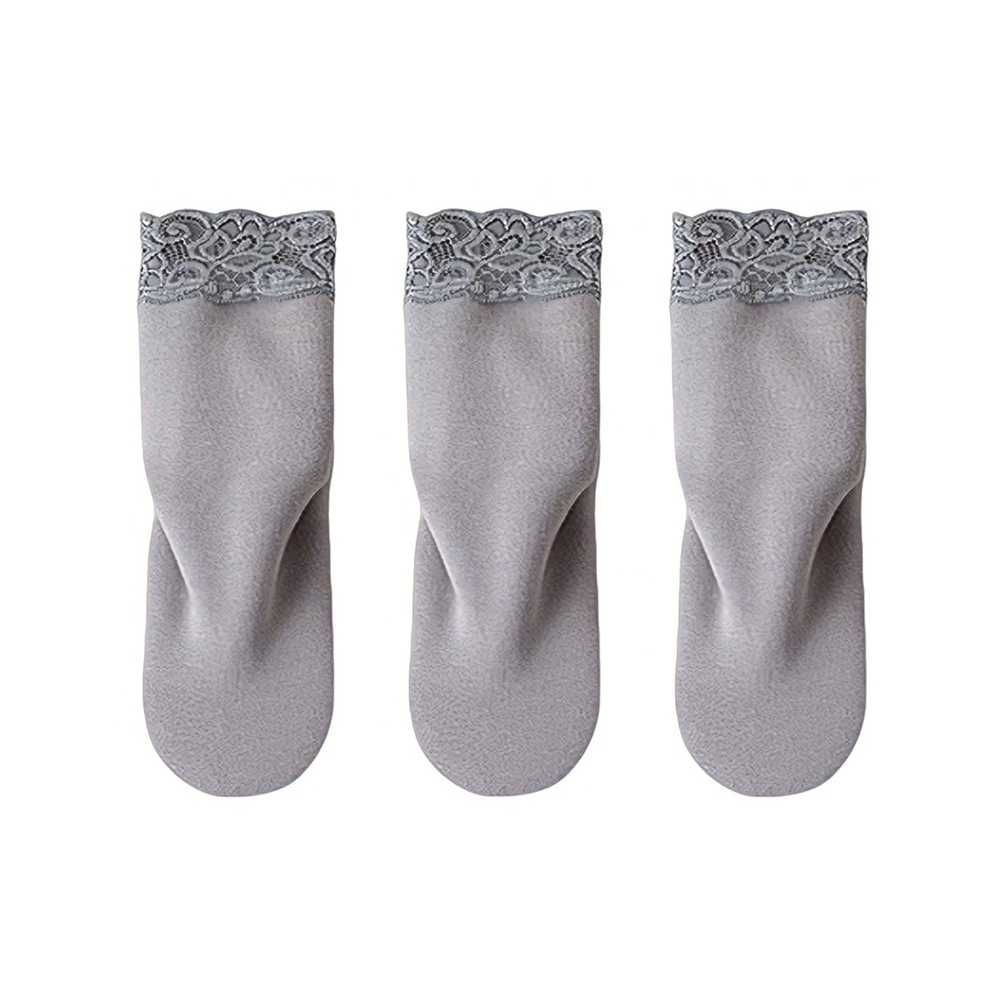 Lace Trim Crew Socks 3-pair Set Soft Knit Stretchy Dress Socks with Decorative Cuff