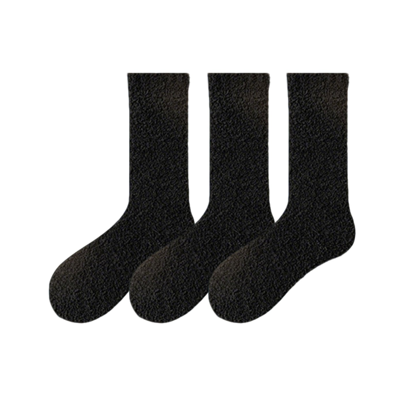 Plush Crew Socks 3-Pair Set Soft High Pile Knit Warm Stretchy Cozy Winter Socks