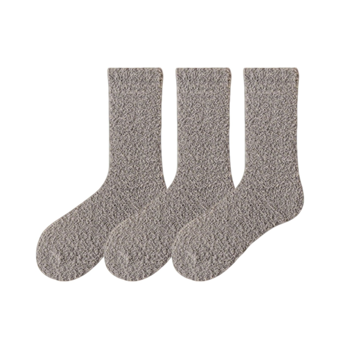 Plush Crew Socks 3-Pair Set Soft High Pile Knit Warm Stretchy Cozy Winter Socks