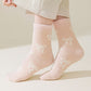 3-Pair Women's Soft Knit Crew Socks with Allover Bow Pattern Stretch Fabric Cozy Comfort Set