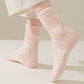 3-Pair Women's Soft Knit Crew Socks with Allover Bow Pattern Stretch Fabric Cozy Comfort Set