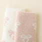 3-Pair Women's Soft Knit Crew Socks with Allover Bow Pattern Stretch Fabric Cozy Comfort Set