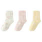 3-Pair Women's Soft Knit Crew Socks with Allover Bow Pattern Stretch Fabric Cozy Comfort Set