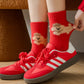 3-Pair Women's Soft Knit Crew Socks with Polka Dot Cable Knit and Stripe Patterns Comfort Set