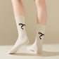 4-Pair Women's Soft Knit Crew Socks with Minimal Logo Detail Stretch Fabric Everyday Comfort Set