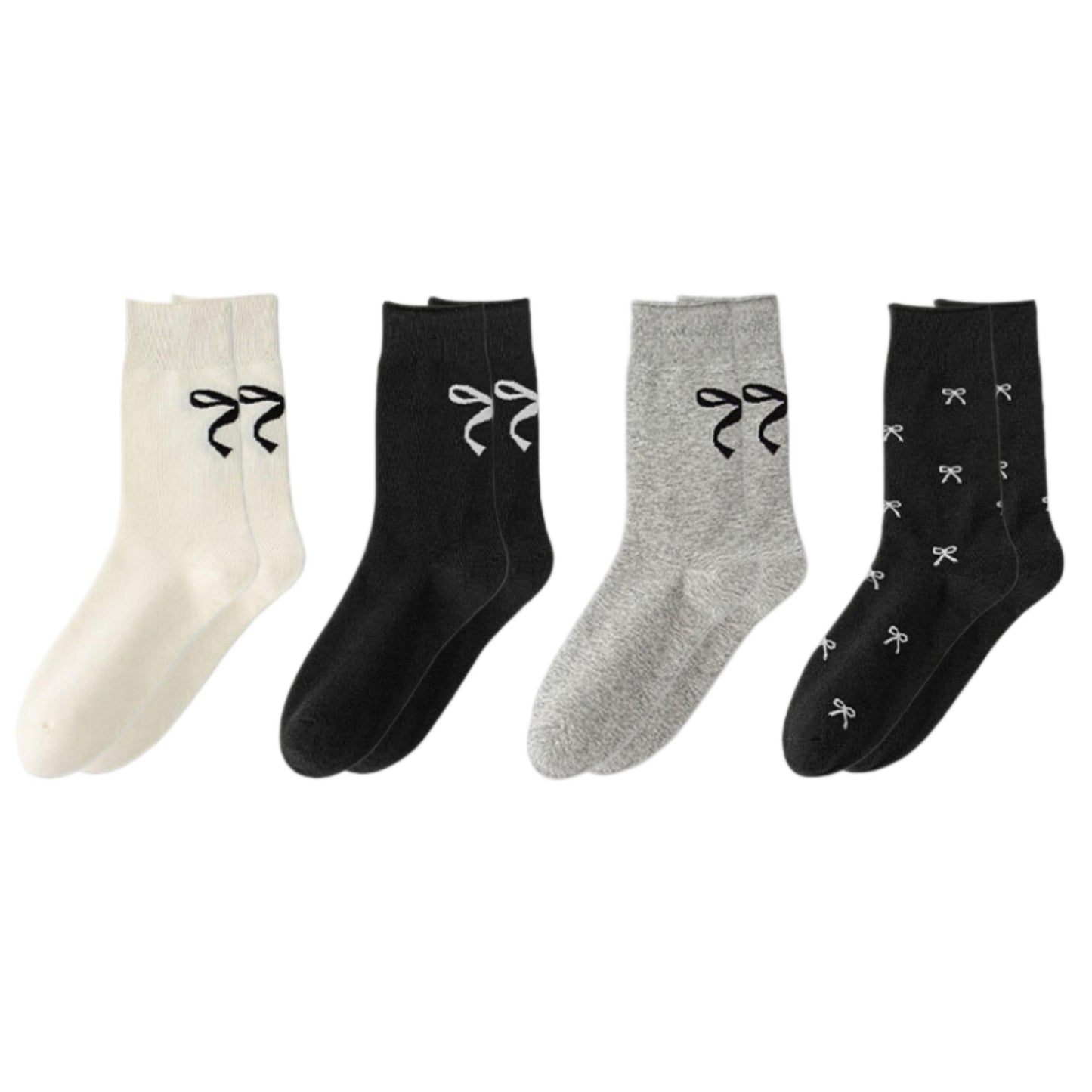 4-Pair Women's Soft Knit Crew Socks with Minimal Logo Detail Stretch Fabric Everyday Comfort Set