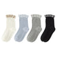 4-Pair Women's Ribbed Crew Socks with Gingham Foldover Cuff Soft Stretch Cotton Feel Everyday Gift Set