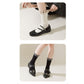 4-Pair Women's Ribbed Crew Socks with Gingham Foldover Cuff Soft Stretch Cotton Feel Everyday Gift Set