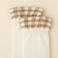 4-Pair Women's Ribbed Crew Socks with Gingham Foldover Cuff Soft Stretch Cotton Feel Everyday Gift Set
