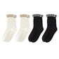 4-Pair Women's Ribbed Crew Socks with Gingham Foldover Cuff Soft Stretch Cotton Feel Everyday Gift Set