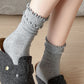 3-Pair Women's Soft Ribbed Crew Socks with Lettuce Edge Cuff Stretch Cotton Feel Everyday Comfort Set