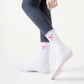 3-Piece Set Ribbed Crew Socks with Bow Embroidery Scalloped Cuff and Non Slip Grip Sole